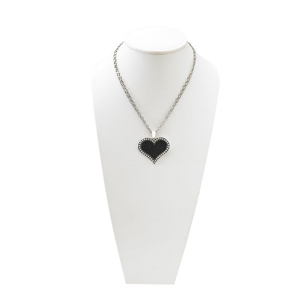 Rebel Punk Leather Heart Sterling Silver Necklace - Cynthia Gale New York Jewelry