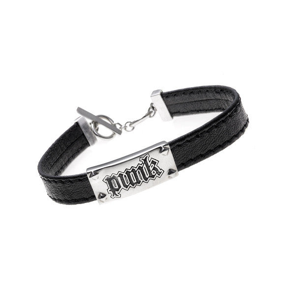 Rebel Punk Leather Sterling Silver Bracelet - Cynthia Gale New York Jewelry