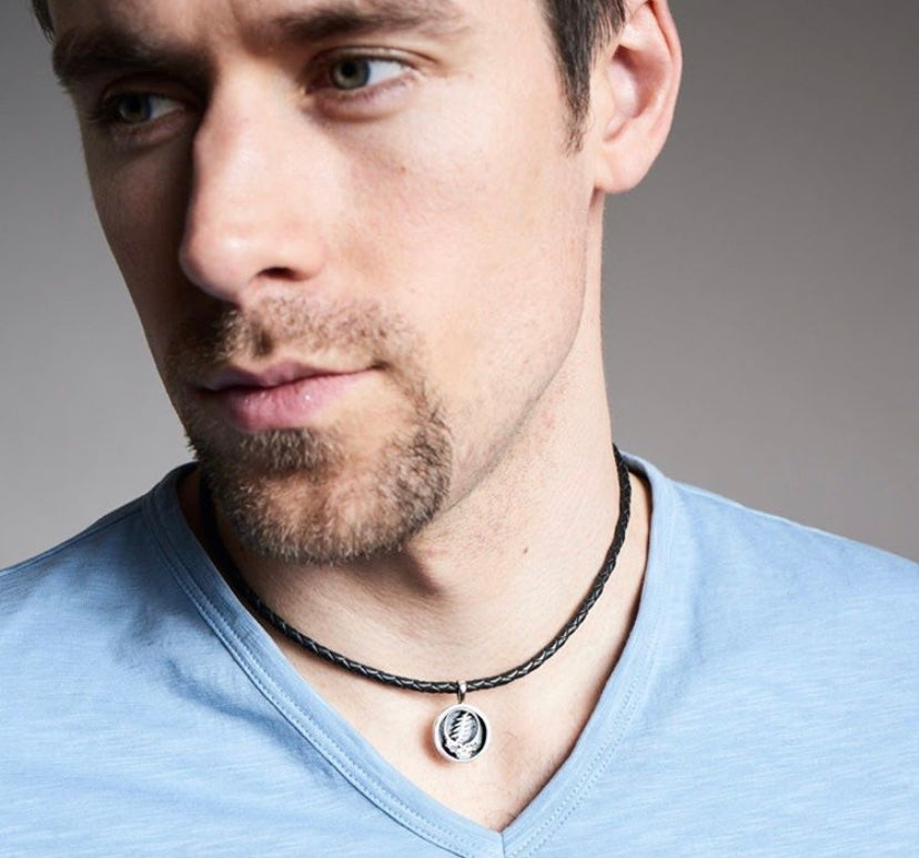 Leather Cord Necklace with Steal Your Face Pendant