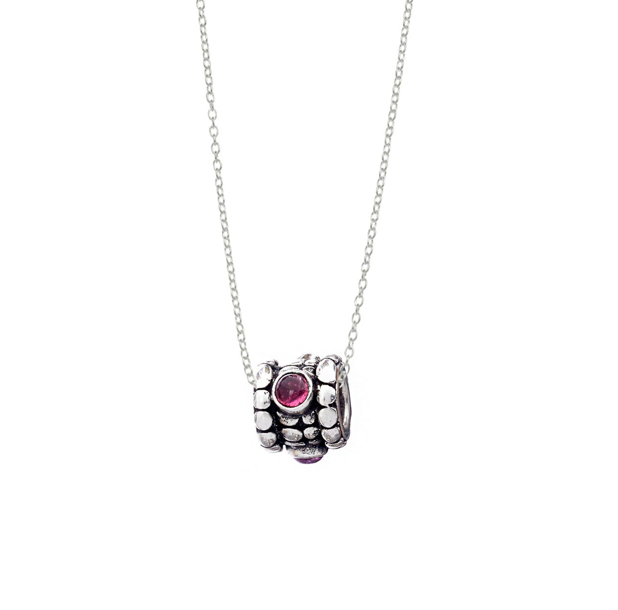 October Pink Tourmaline Sterling Silver Bead