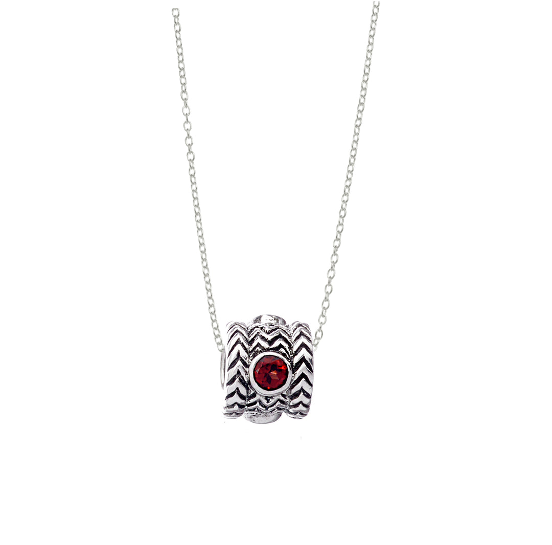 January Garnet Sterling Silver Bead