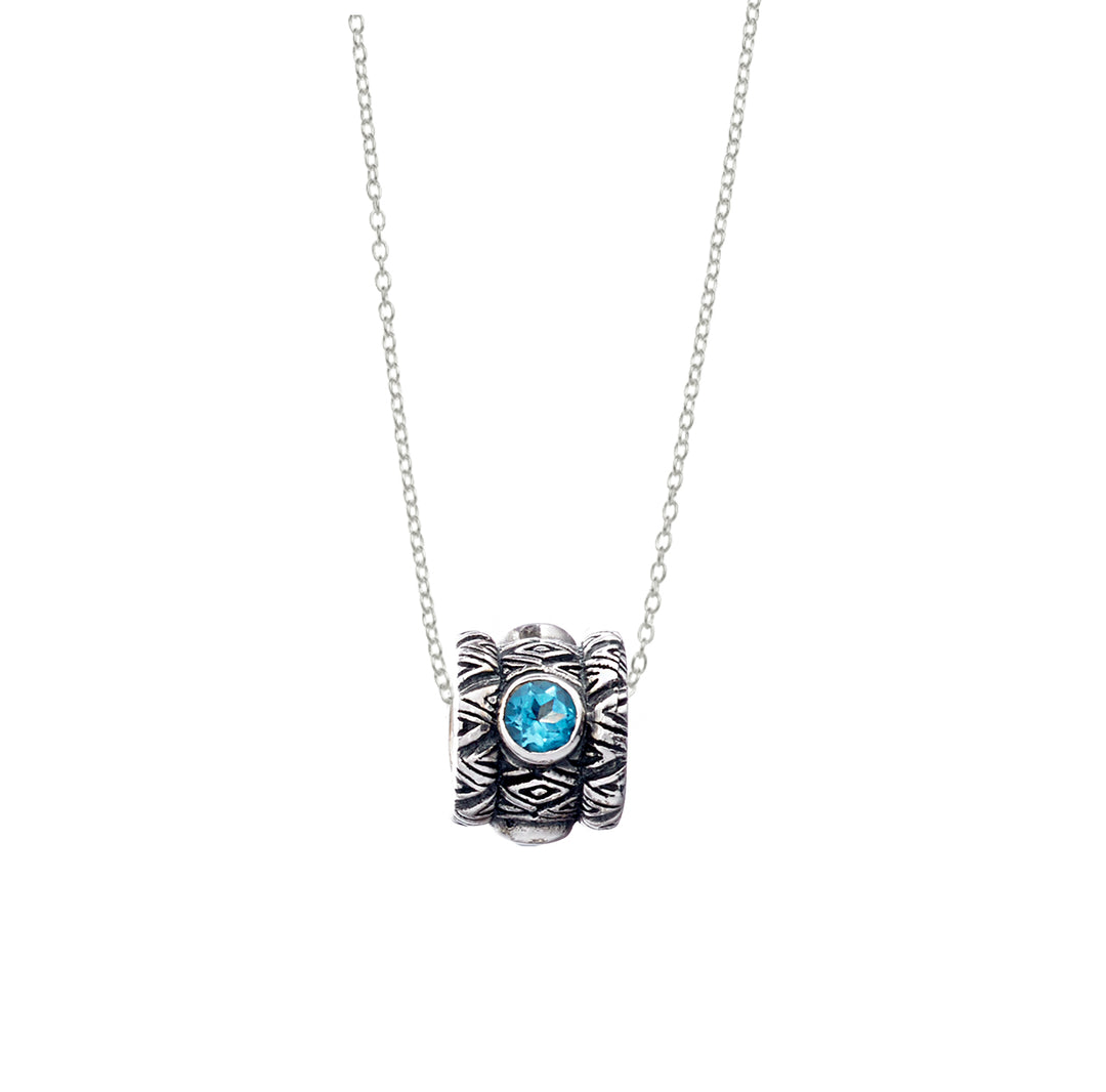 March Blue Topaz Sterling Silver Bead