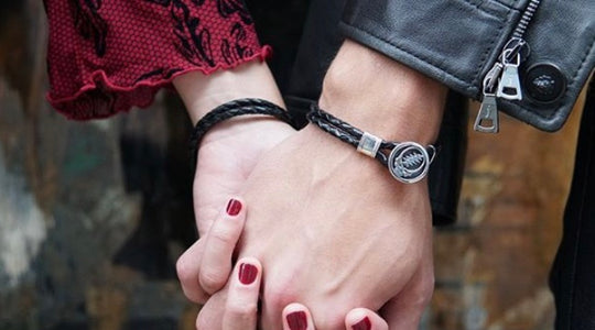 Steal Your Face Sterling Silver Leather Bracelet