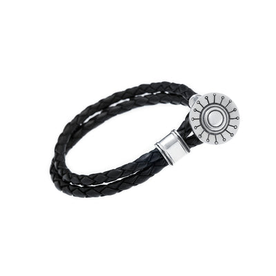 Face The Sun And The Shadow Will Fall Behind You Sterling Silver Leather Bracelet - Cynthia Gale New York Jewelry
