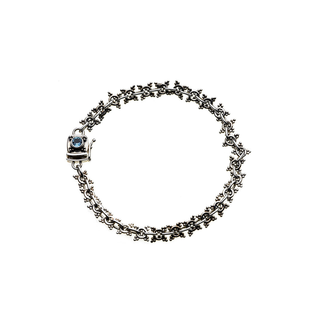 Dharmachakra Mandalas Sterling Silver & Blue Topaz Bracelet - Cynthia Gale New York - 1