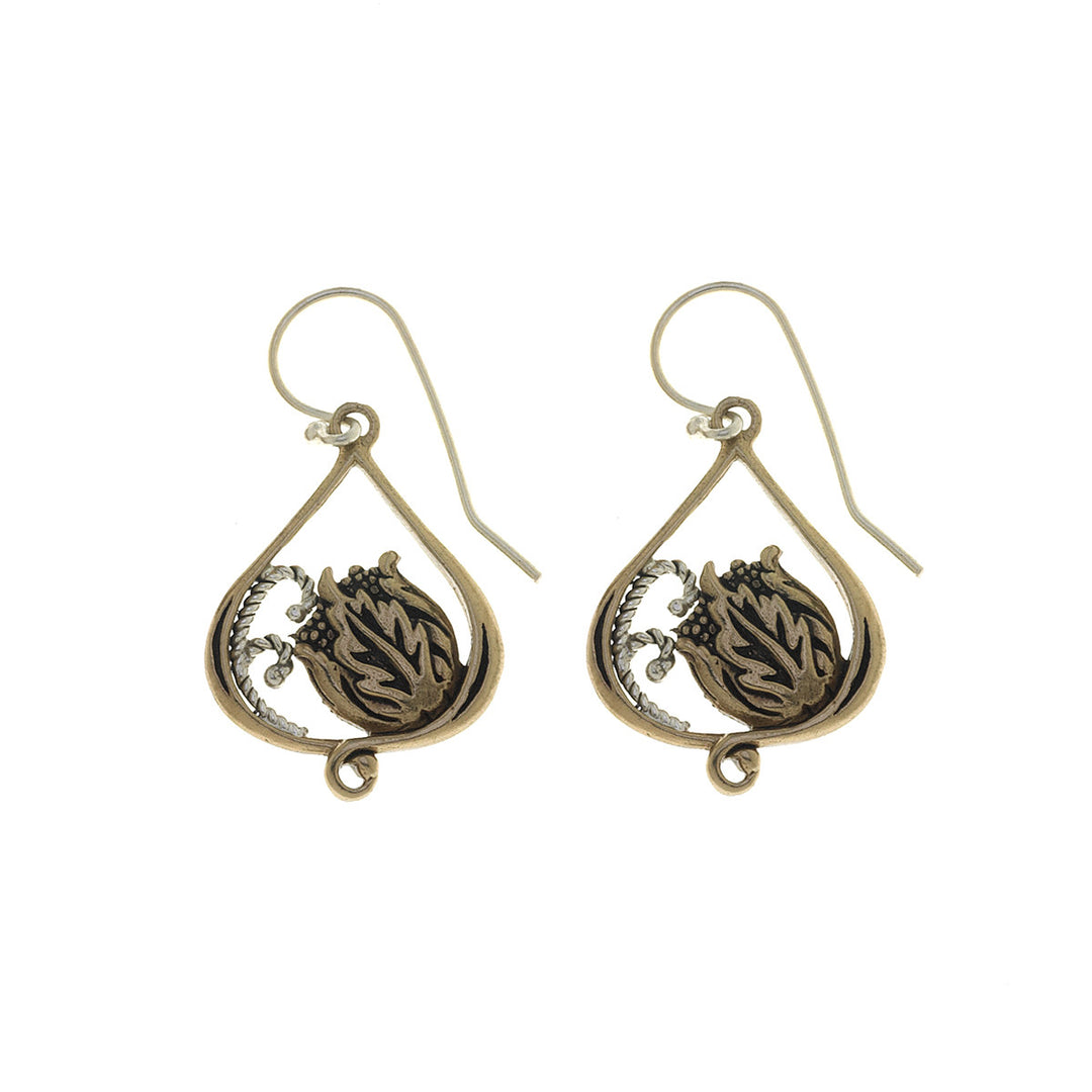 William Morris Hyacinth Teardrop Bronze And Sterling Silver earring - Cynthia Gale New York Jewelry