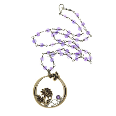 William Morris Hyacinth Amethyst, Bronze And Sterling Silver Necklace - Cynthia Gale New York Jewelry