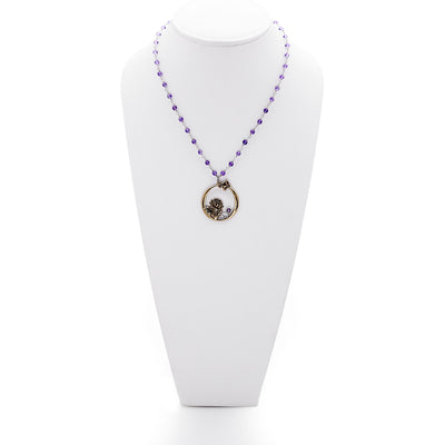 William Morris Hyacinth Amethyst, Bronze And Sterling Silver Necklace - Cynthia Gale New York Jewelry
