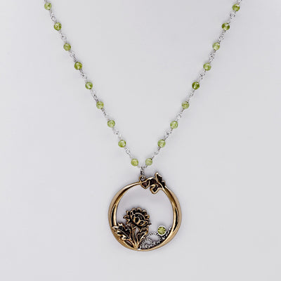 William Morris Hyacinth Peridot, Bronze And Sterling Silver Necklace - Cynthia Gale New York Jewelry