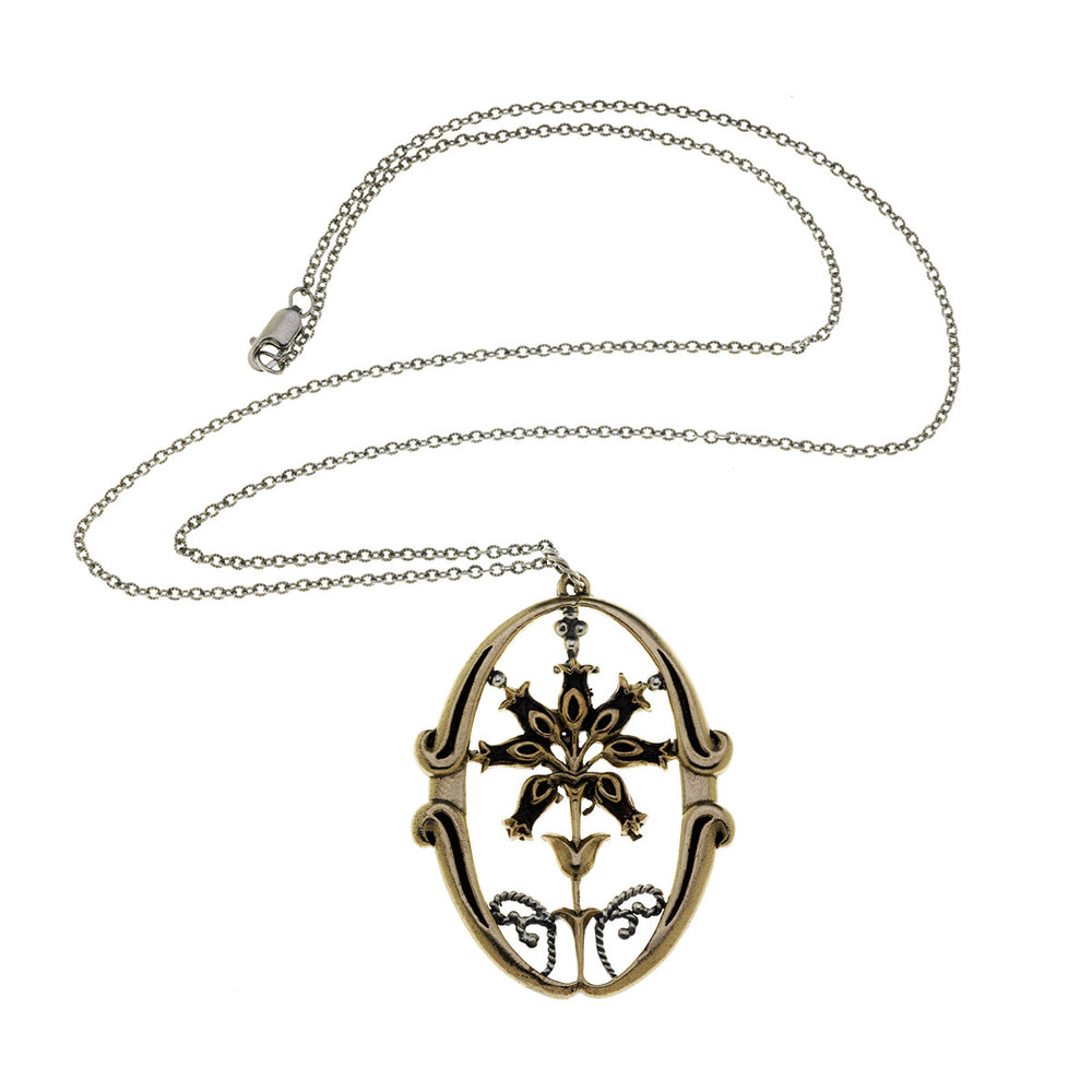 William Morris Hyacinth Oval Bronze And Sterling Silver Necklace - Cynthia Gale New York Jewelry