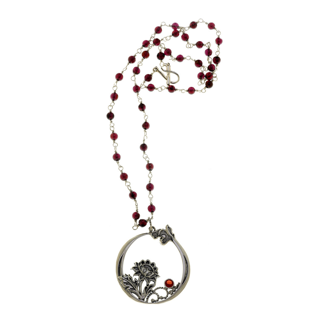 William Morris Hyacinth Sterling Silver Garnet Necklace - Cynthia Gale New York Jewelry