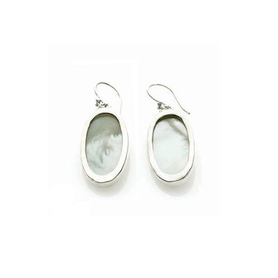 Love Letters Sterling Silver Mother Of Pearl Oval Drop Earring - Cynthia Gale New York - 1