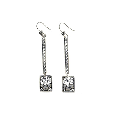Belle Nouveau Rectangle Stiletto Sterling Silver Earring - Cynthia Gale New York Jewelry