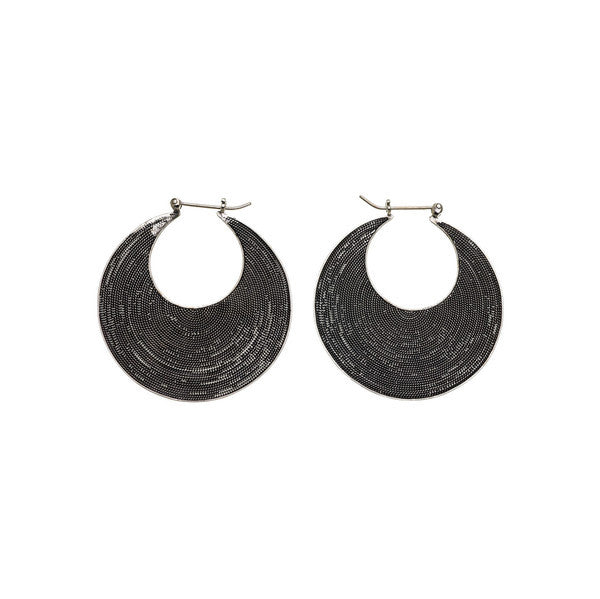 Chand Bali Large Disk Sterling Silver Hoop Earring - Cynthia Gale New York Jewelry