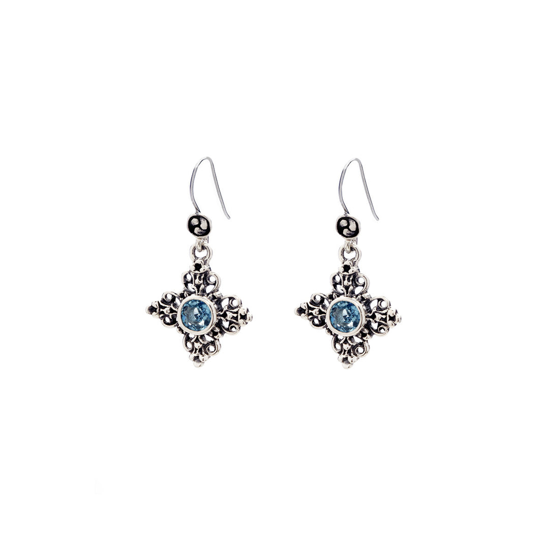 Dharmachakra Sterling Silver Blue Topaz Grace Earring - Cynthia Gale New York Jewelry