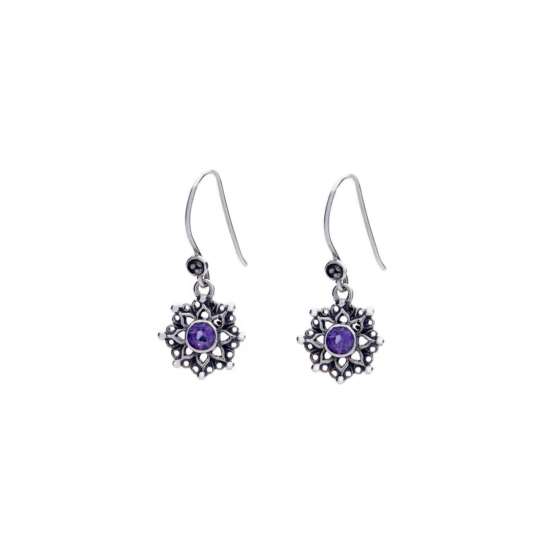 Dharmachakra Sterling Silver Amethyst Serenity Earring - Cynthia Gale New York Jewelry