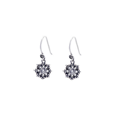 Dharmachakra Sterling Silver White Topaz Serenity Earring - Cynthia Gale New York Jewelry