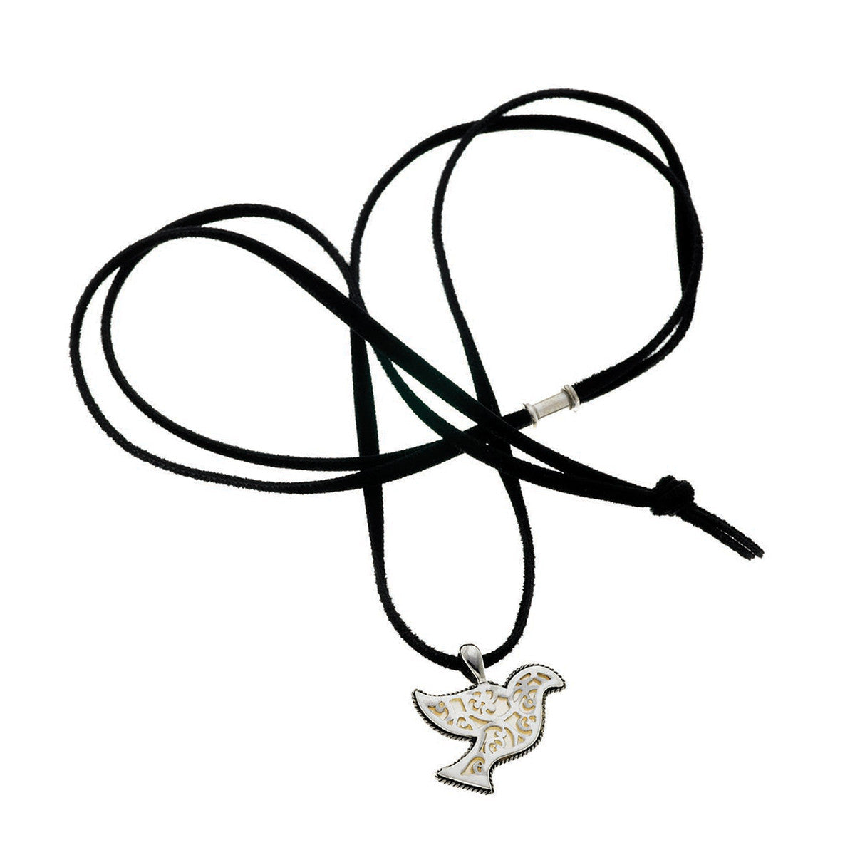 Peace Dove Sterling Silver Mother Of Pearl Suede Necklace - Cynthia Gale New York Jewelry