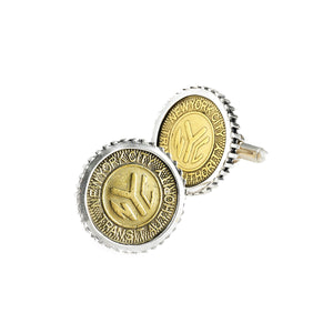 NYC Authentic Subway Token Sterling Silver Large Cufflink - Cynthia Gale New York - 1
