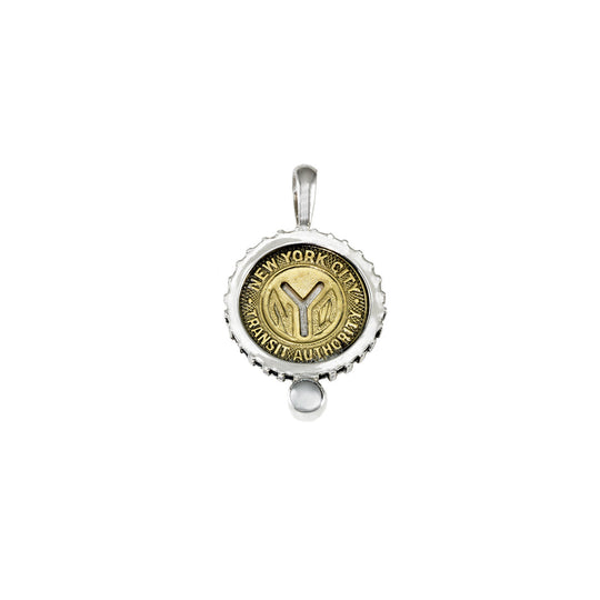 June NYC Authentic Subway Token White Pearl Sterling Silver Charm Necklace - Cynthia Gale New York - 1