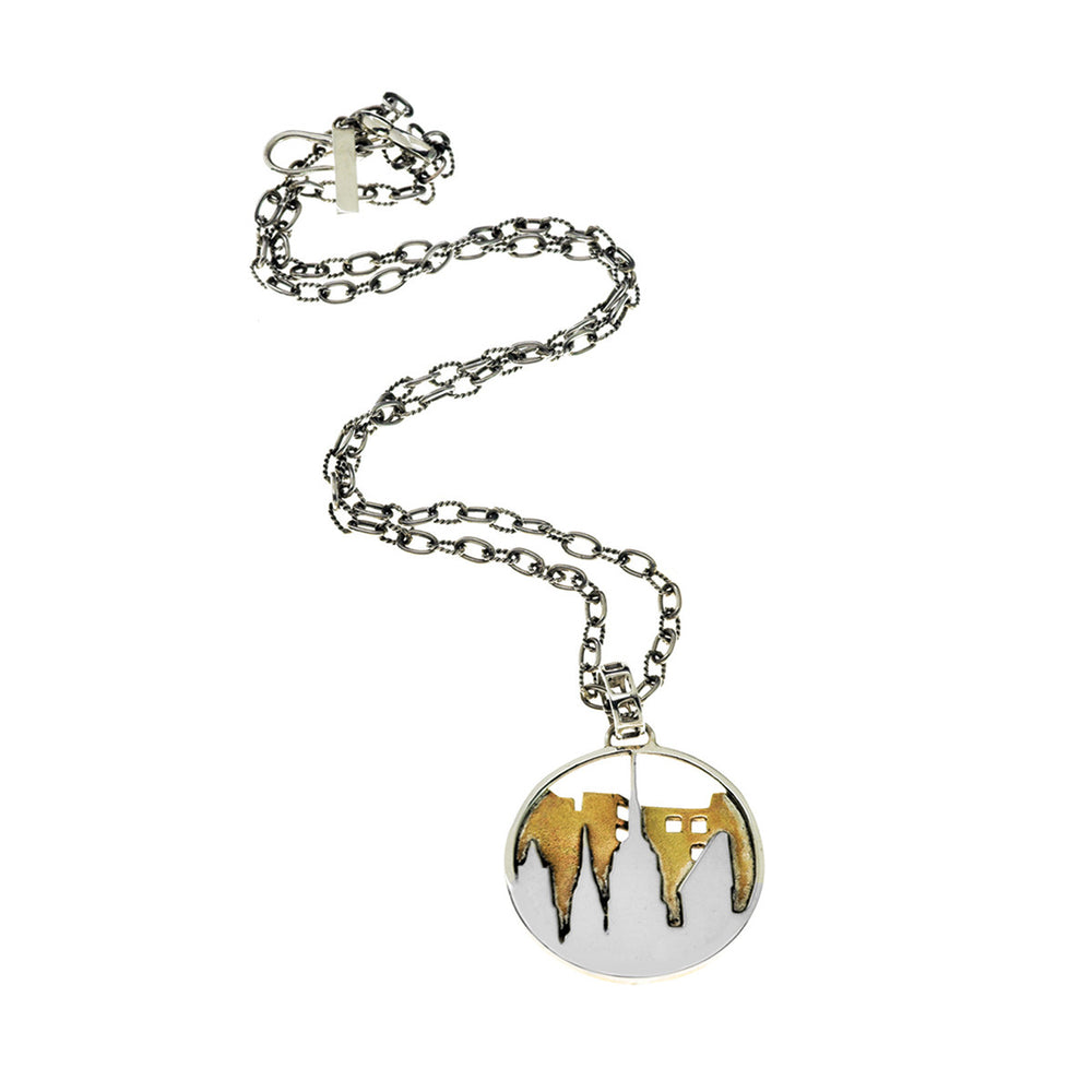 New York City Skyline Sterling Silver & Brass Pendant Necklace - Cynthia Gale New York - 2