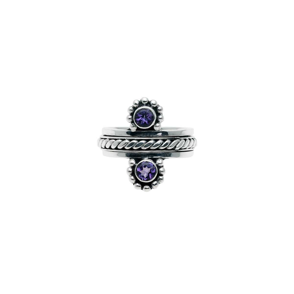 Moon Reflection Sterling Silver Amethyst Spin Ring - Cynthia Gale New York Jewelry