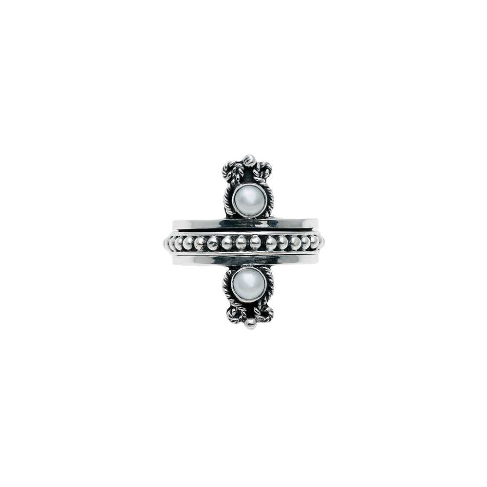 Cloud Reflection Sterling Silver White Pearl Spin Ring - Cynthia Gale New York Jewelry