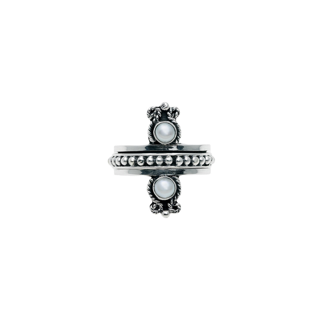 Cloud Reflection Sterling Silver White Pearl Spin Ring - Cynthia Gale New York Jewelry