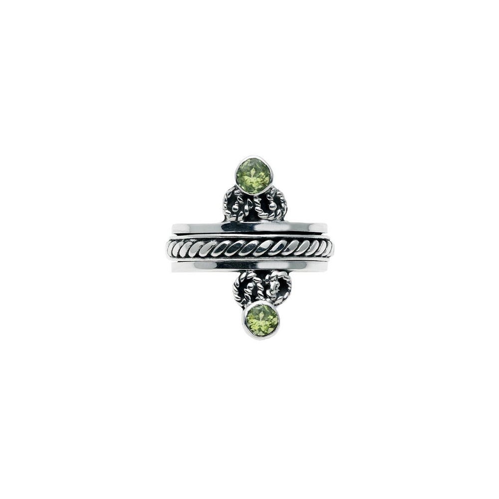 Mirror Reflection Sterling Silver Peridot Spin Ring - Cynthia Gale New York Jewelry