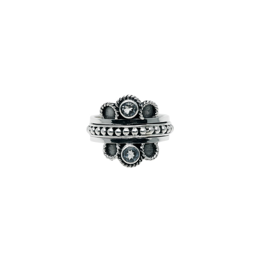 Snow Reflection Sterling Silver White Quartz Spin Ring - Cynthia Gale New York Jewelry