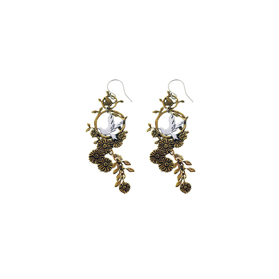 Revolution Dove Sterling Silver Bronze Drop Earring - Cynthia Gale New York Jewelry