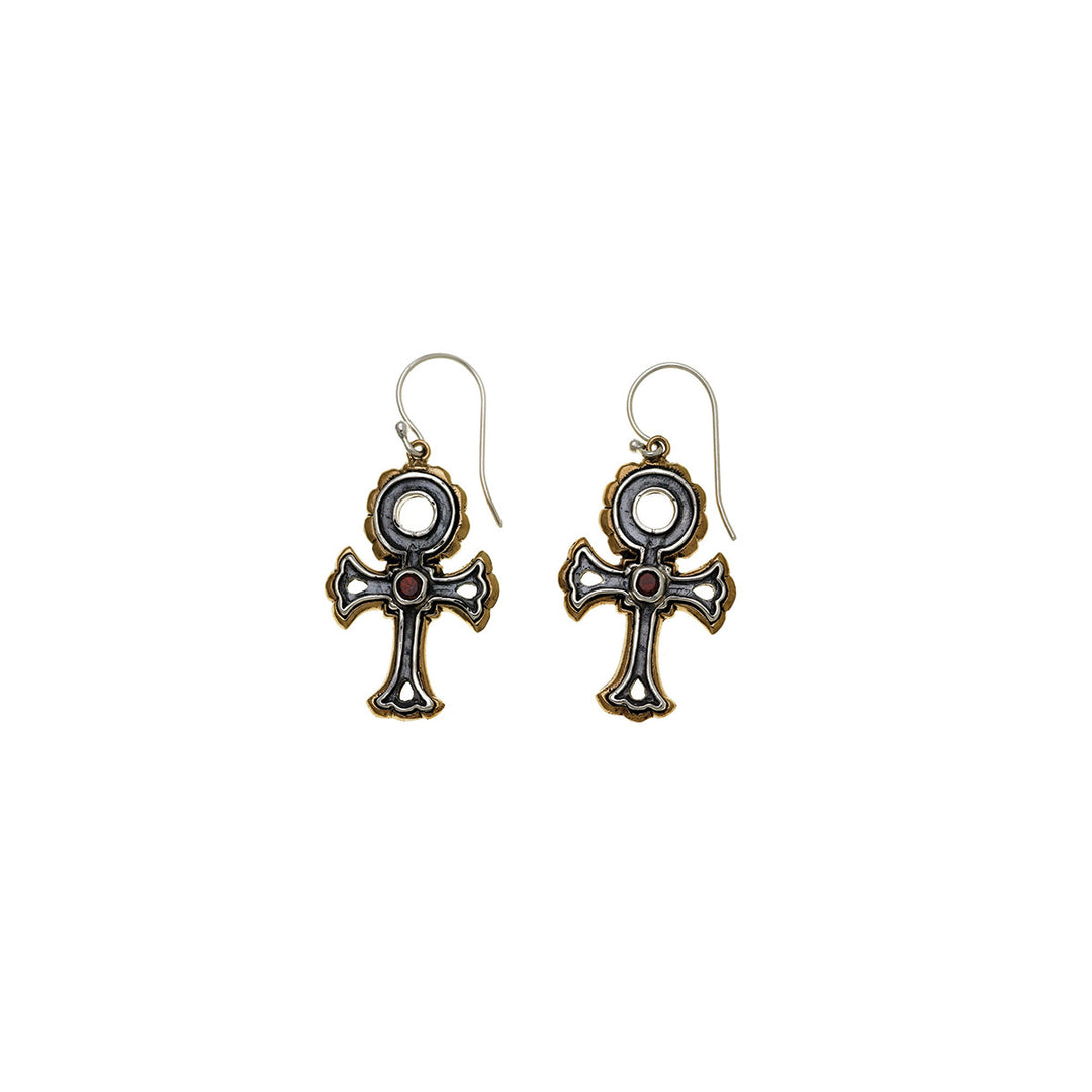 Punk Explosion Sterling Silver Bronze Garnet Drop Earring - Cynthia Gale New York Jewelry