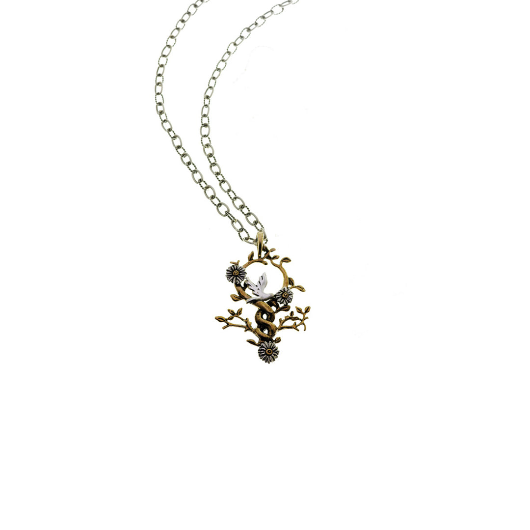 Revolution Dove Sterling Silver Bronze Necklace - Cynthia Gale New York Jewelry