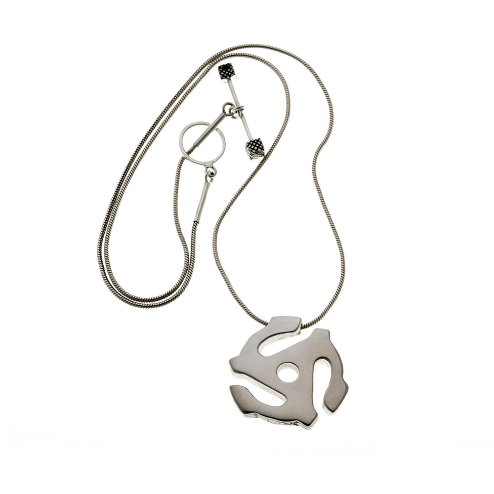 45 RPM Spacer Sterling Silver Long Necklace - Cynthia Gale New York Jewelry