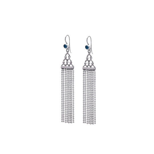 Dharmachakra Blue Topaz Samsara Sterling Silver Earring - Cynthia Gale New York Jewelry
