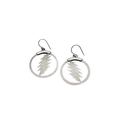 13 Point Lightening Bolt Sterling Silver Mother Of Pearl Drop Earring - Cynthia Gale New York - 1