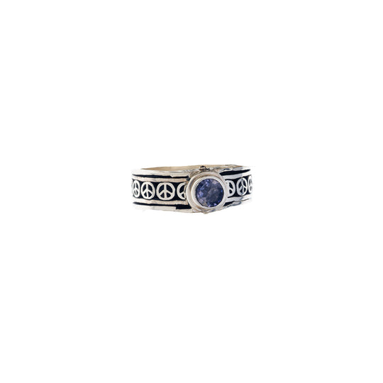 Pop Art Sterling Silver And Iolite Spin Ring - Cynthia Gale New York Jewelry