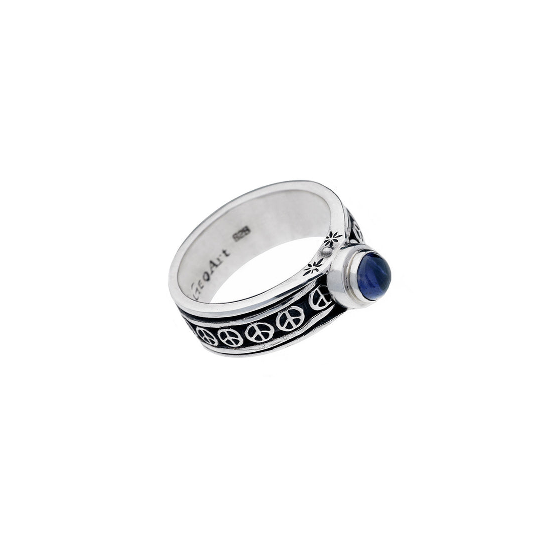 Pop Art Sterling Silver And Iolite Spin Ring - Cynthia Gale New York Jewelry