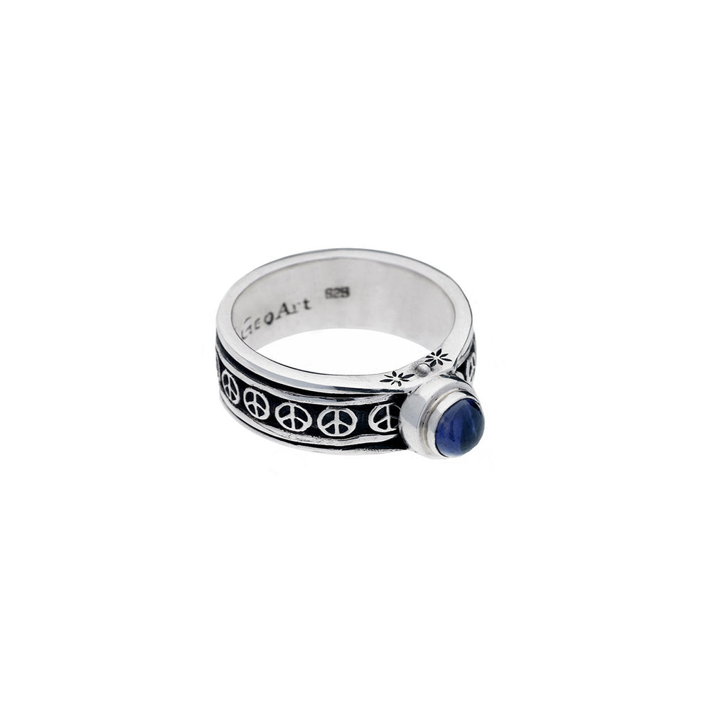 Pop Art Sterling Silver And Iolite Spin Ring - Cynthia Gale New York Jewelry
