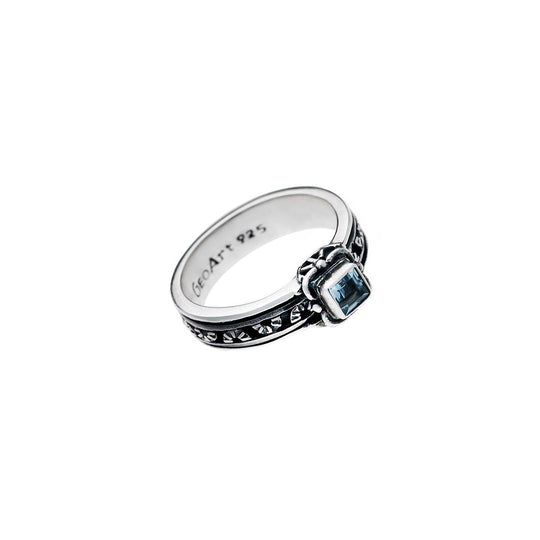 Victorian Sterling Silver And Blue Topaz Spin Ring - Cynthia Gale New York Jewelry