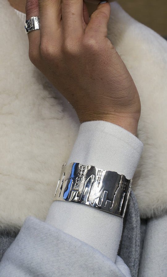 New York Skyline Sterling Silver Cuff - Cynthia Gale New York Jewelry