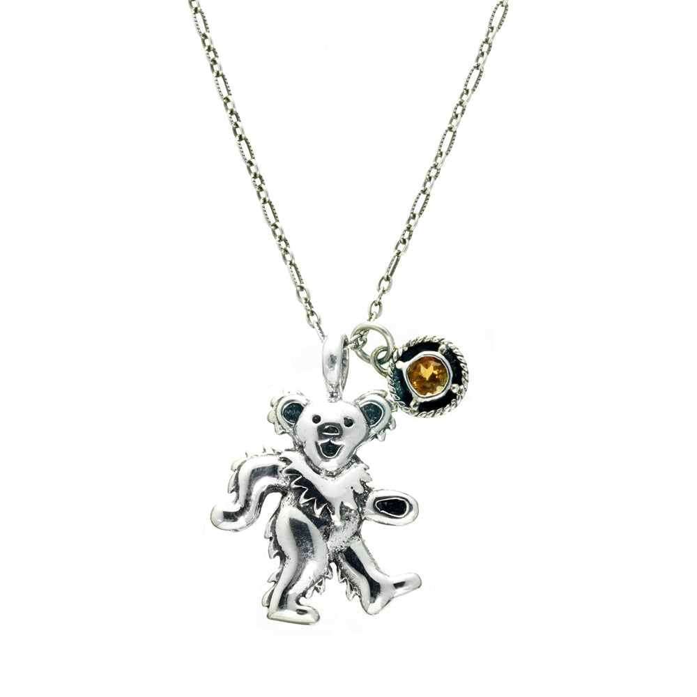 Birthstone Bear Necklaces Sterling Silver And Semi-precious Stones