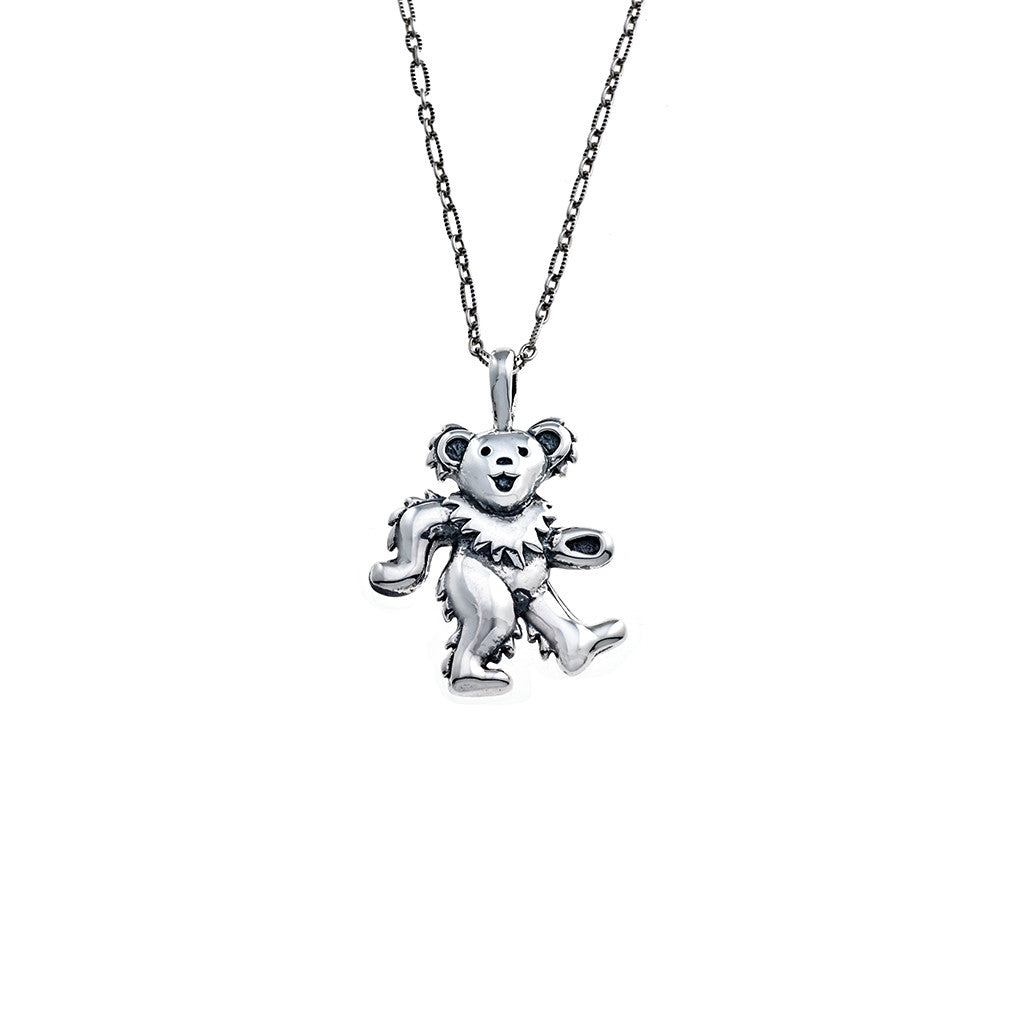 Dancing Bear Sterling Silver Charm Necklace
