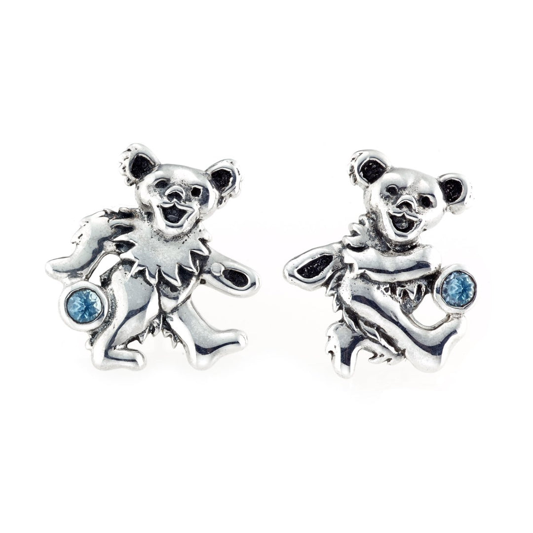 Dancing Bear Sterling Silver Semi Precious Post Earrings