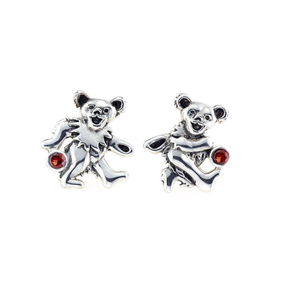 Dancing Bear Sterling Silver Semi Precious Post Earrings