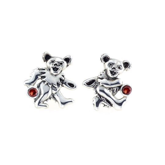 Dancing Bear Sterling Silver Semi Precious Post Earrings