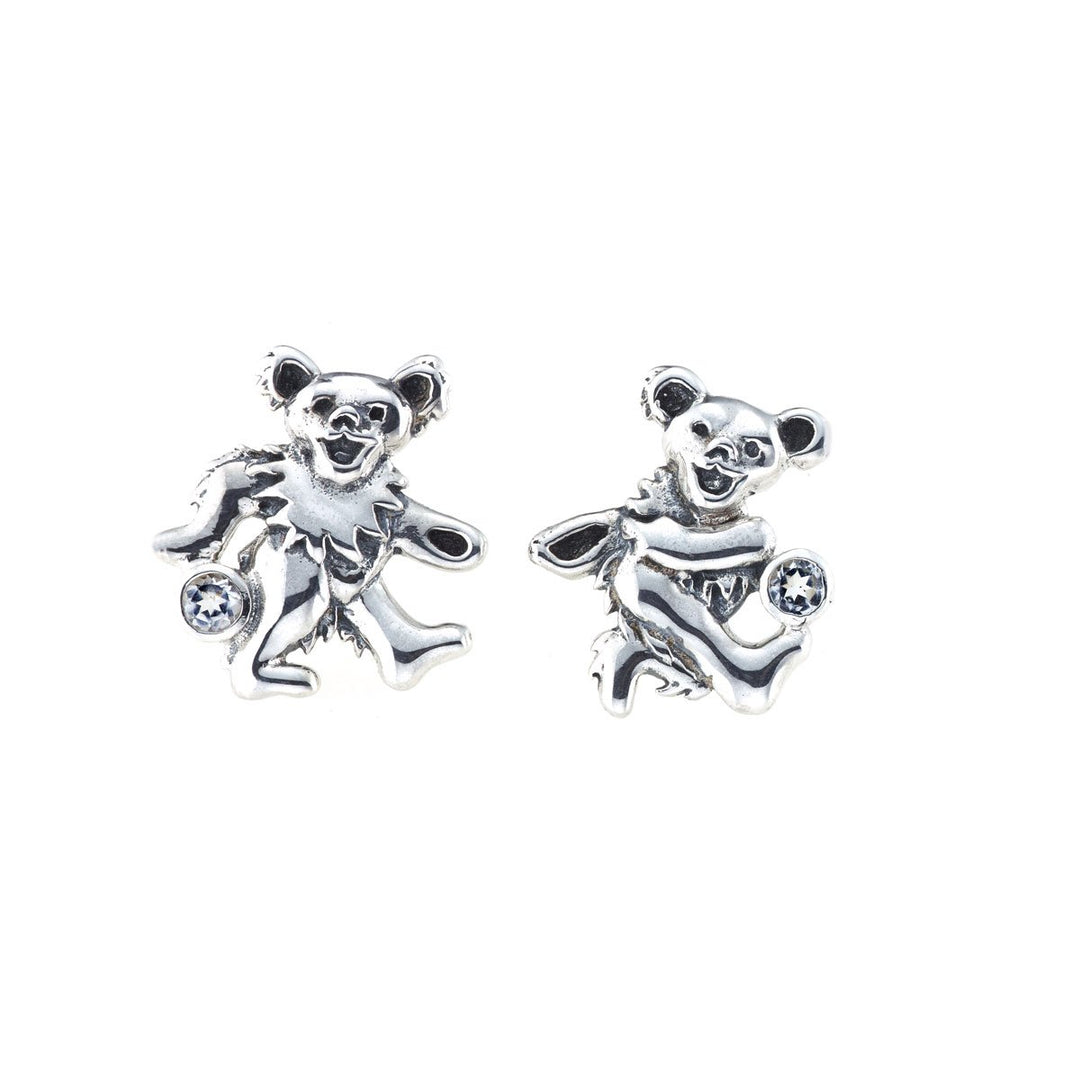 Dancing Bear Sterling Silver Semi Precious Post Earrings