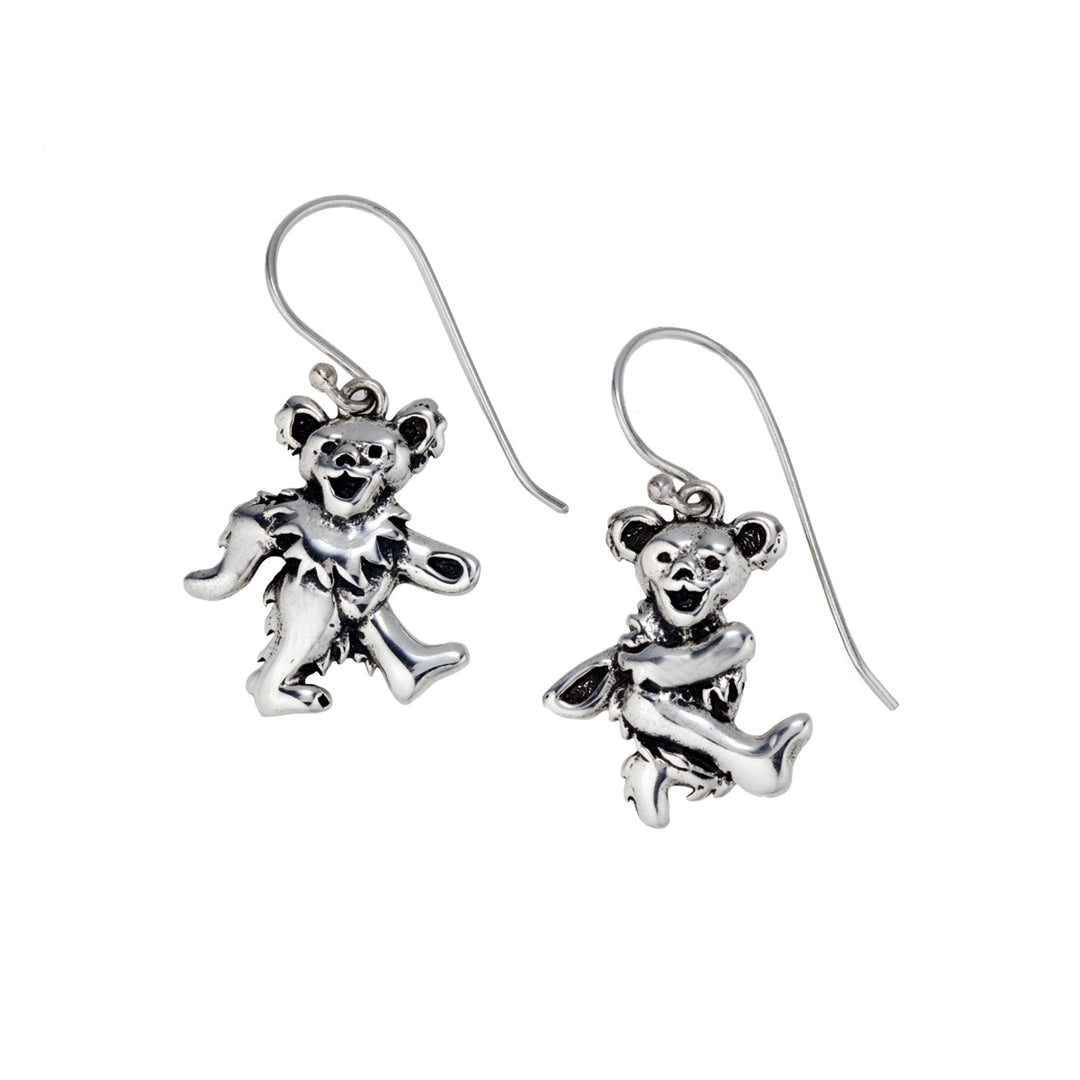Dancing Bear Sterling Silver Drop Earrings
