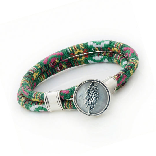 13-Point Lightning Bolt Sterling Silver Emerald Road Cloth Rope Bracelet – Limited Edition