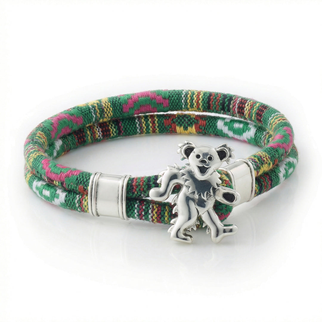 Dancing Bear Sterling Silver Emerald Road Cloth Rope Bracelet – Limited Edition
